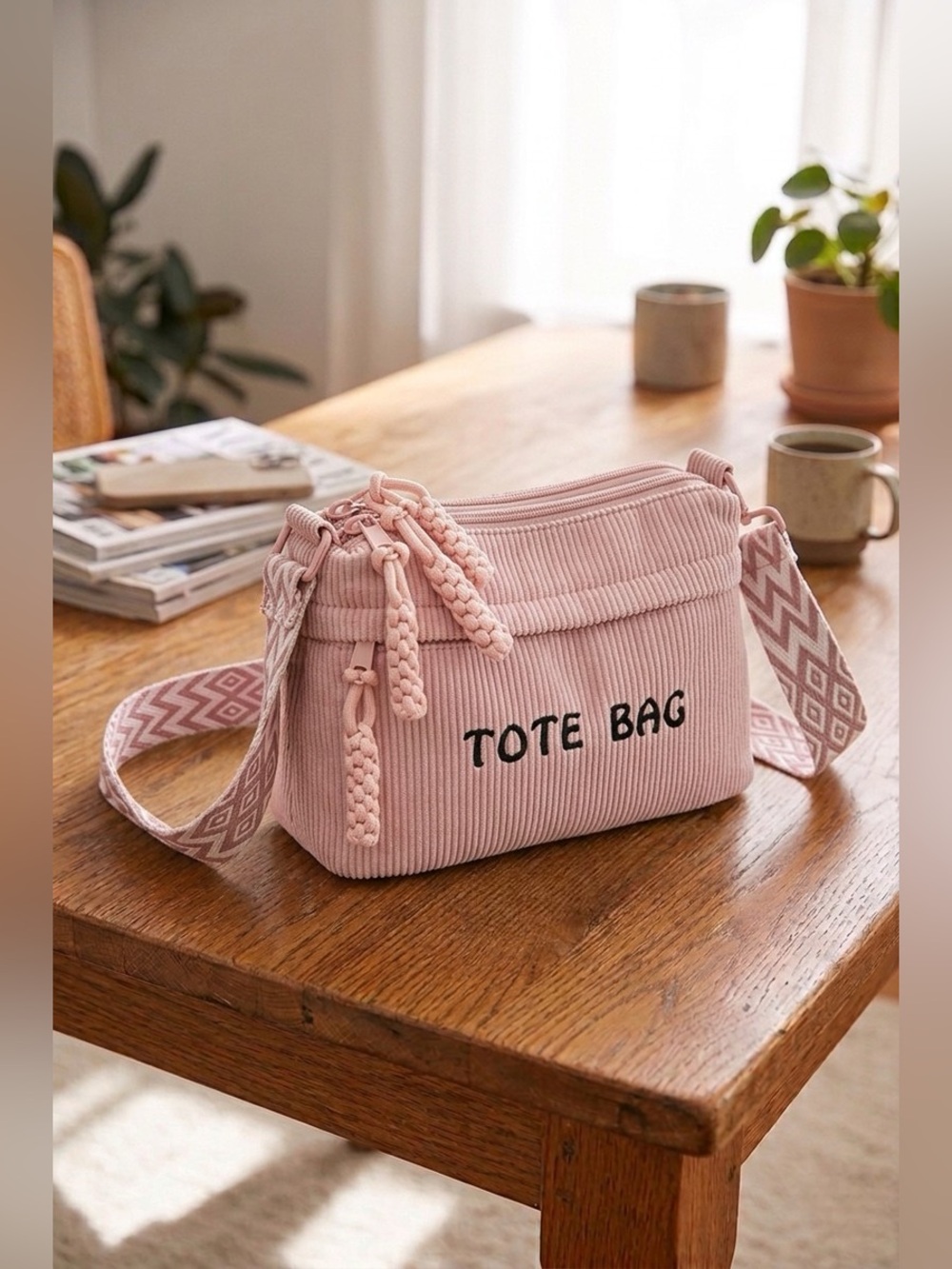 Zenana CORDUROY CROSSBODY MINI TOTE BAG